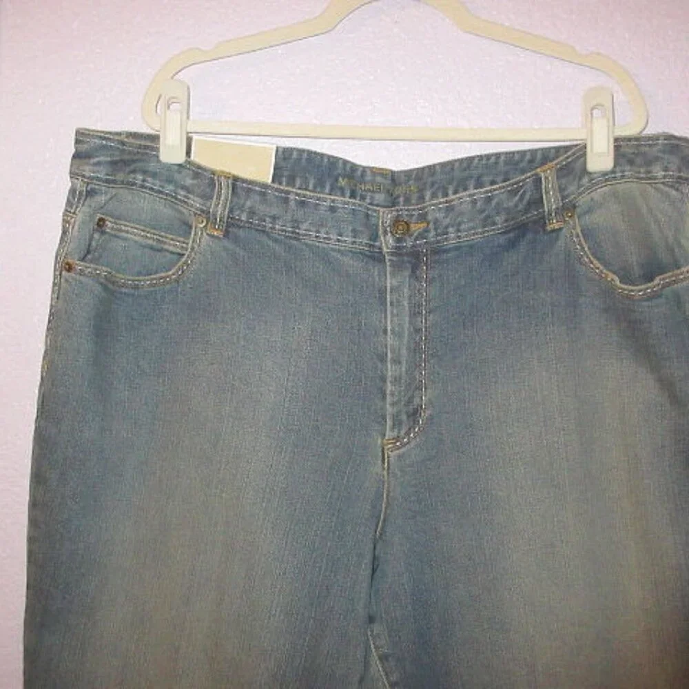 Michael Kors Wide Leg Jeans Womens 22W Stretch Denim High Rise Greenwich NWT